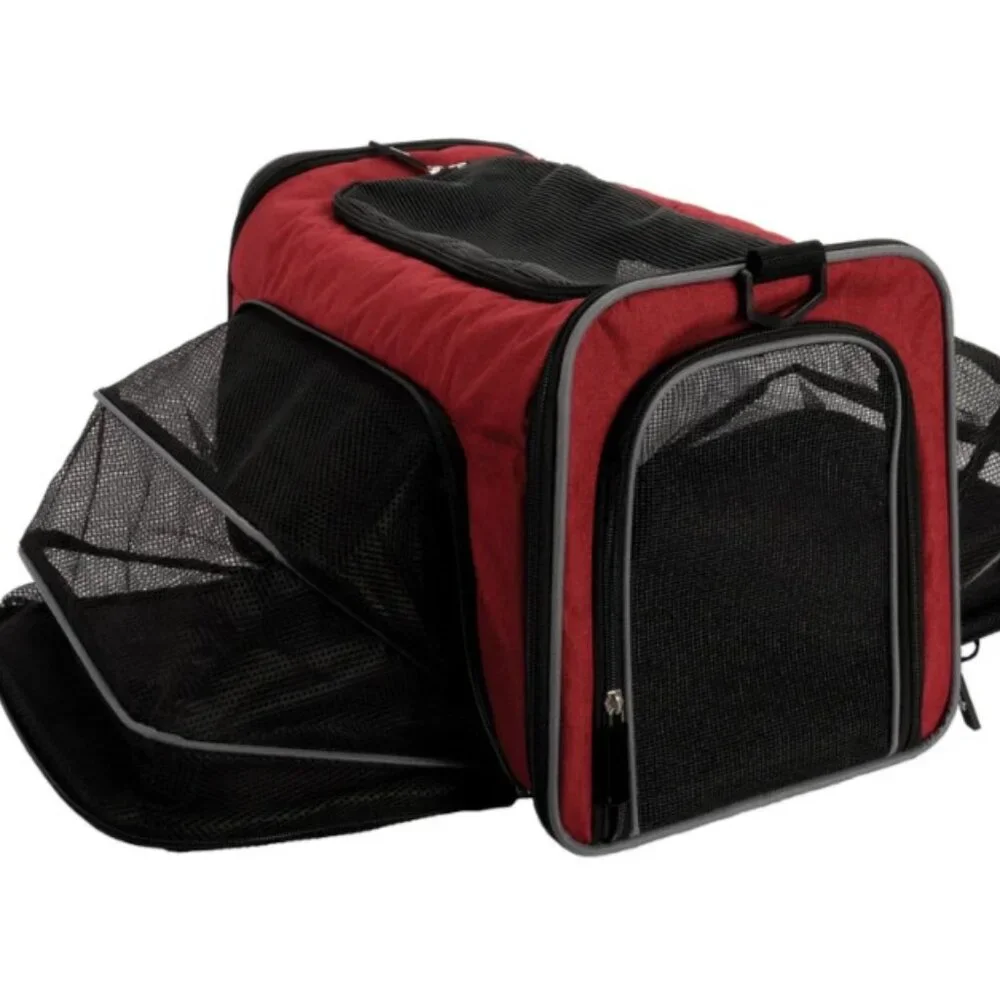 NEW Expandable Small Dog Cat Pet Travel Carrier RED